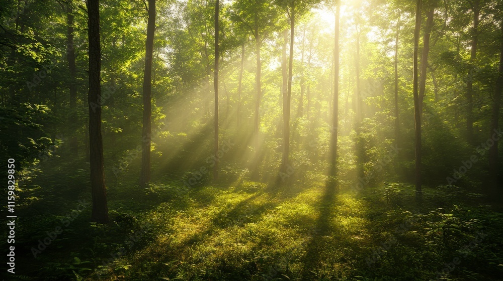 Obraz premium Modern Forest with Bright Light and Detailed Textures