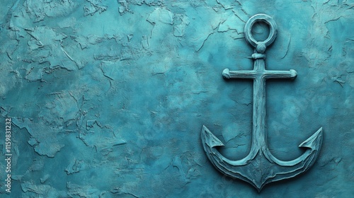 Nautical anchor design with textured surface and ample space for text or captions. Generative AI photo