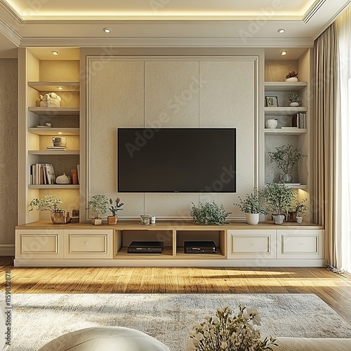 Wallpaper Mural Modern living room design showcase urban home interior decor cozy environment wide angle view aesthetic concept Torontodigital.ca