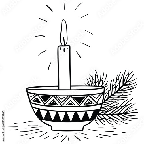 Christmas Candle Hand drawn vector design element