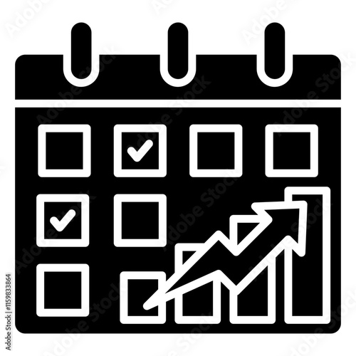 Calendar With Graph Icon Element For Design