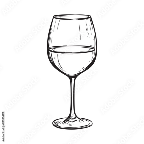 Vector Hand drawn wine glass illustration. 