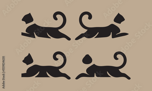 Black cat icons set silhouette vector vector set of black cat silhouettes Set of cat silhouette vector art featuring multiple poses