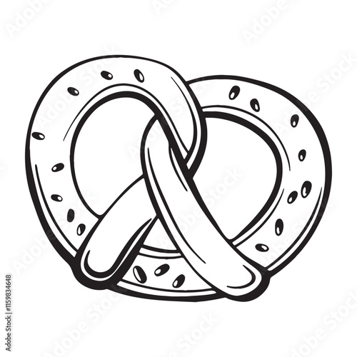 Vector hand drawn traditional German pretzel bread. 