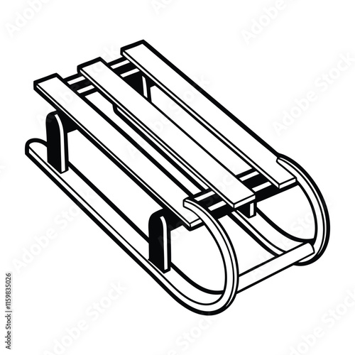 Vector hand drawn isolated winter sled. Sleigh sketch