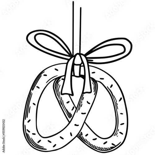 Vector hand drawn traditional German pretzel bread. 