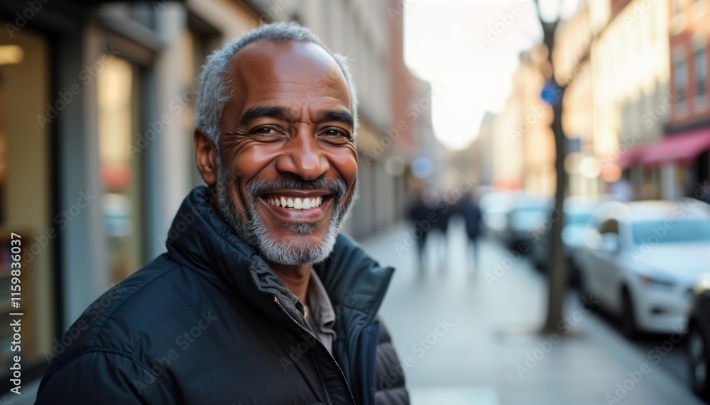 Happy senior man smiles at camera outdoors. Stylish mature man poses cheerfully on city street. Modern portrait captures positive lifestyle. Elderly person enjoys daily life in modern city. Happy senior man smiles at camera outdoors. Stylish mature man poses cheerfully on city street. Modern portrait captures positive lifestyle. Elderly person enjoys daily life in modern city.