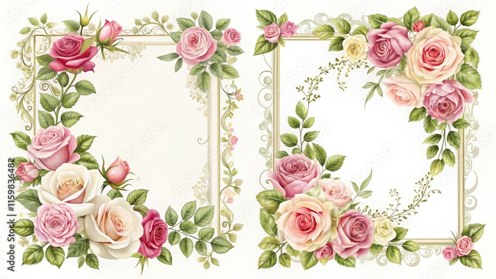 Elegant Rose Decor Borders and Frames Collection for Creative Design Projects Elegant Rose Decor Borders and Frames Collection for Creative Design Projects