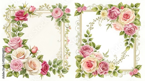 Elegant Rose Decor Borders and Frames Collection for Creative Design Projects