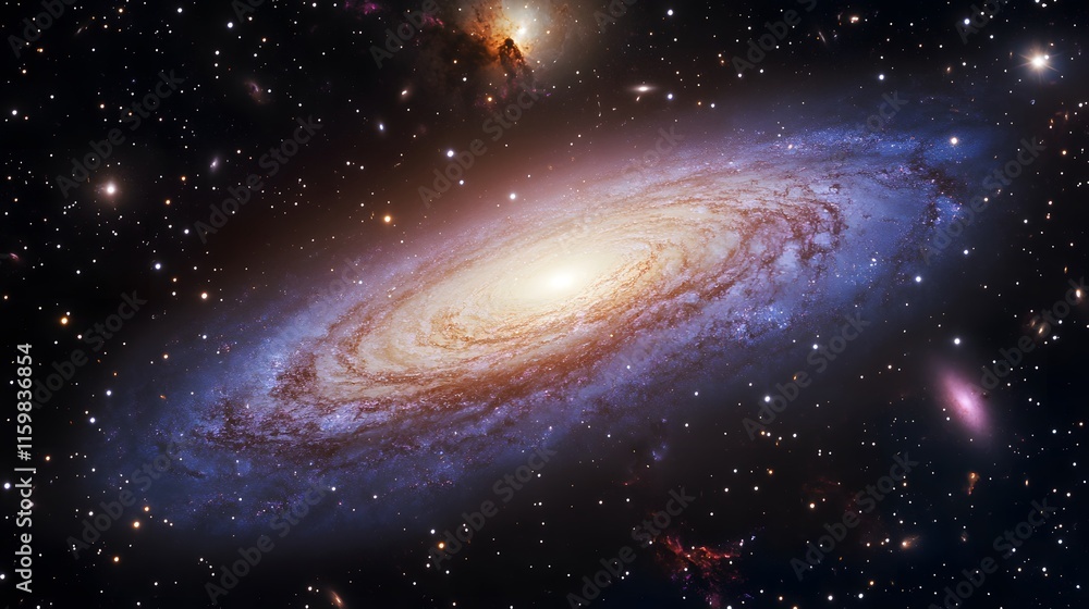 Spiral Galaxy with Surrounding Stars and Galaxies Spiral Galaxy with Surrounding Stars and Galaxies