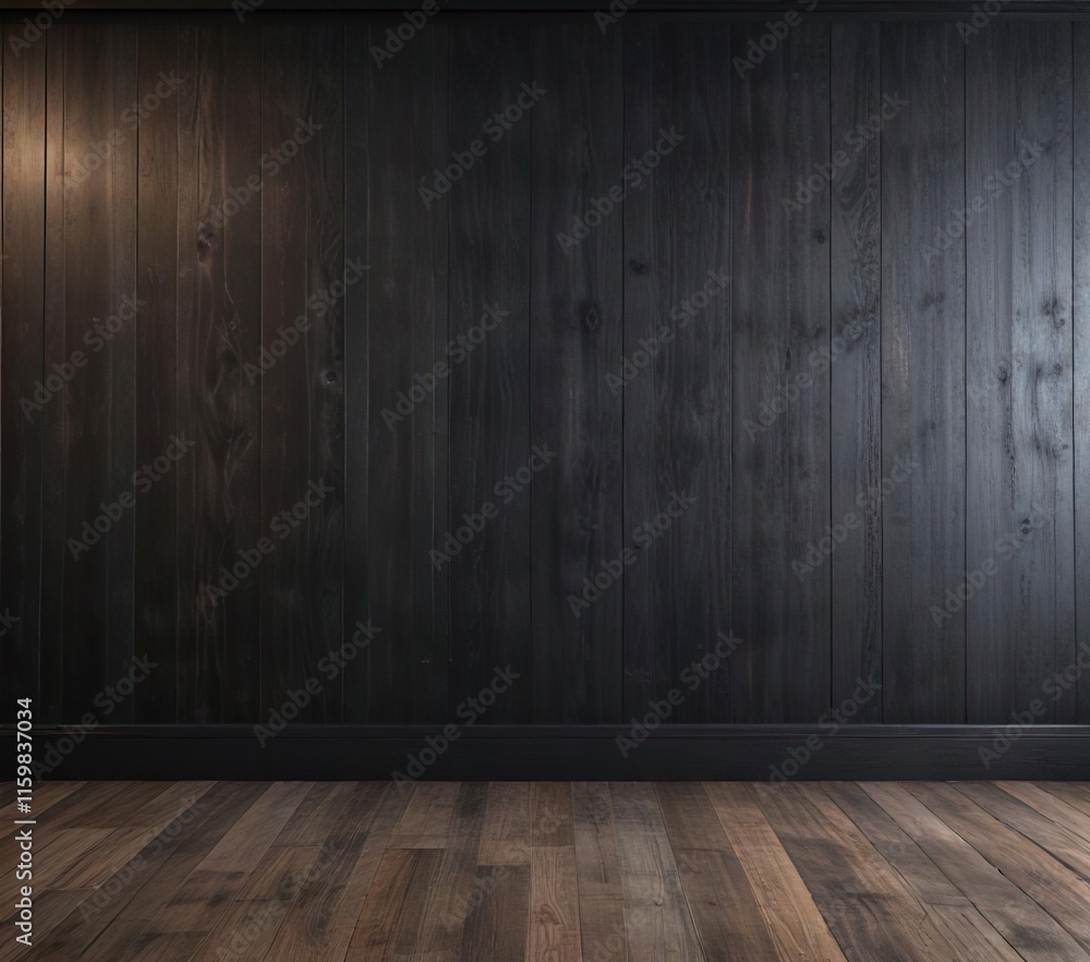Weathered black wood paneling in a dimly lit room, rustic decor, wooden accents , old furniture Weathered black wood paneling in a dimly lit room, rustic decor, wooden accents , old furniture