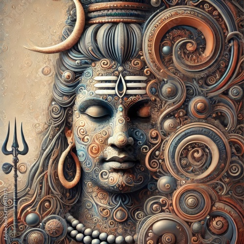 Lord Shiva Abstract - Shiv Digital Art - Bholebaba - Generative AI photo