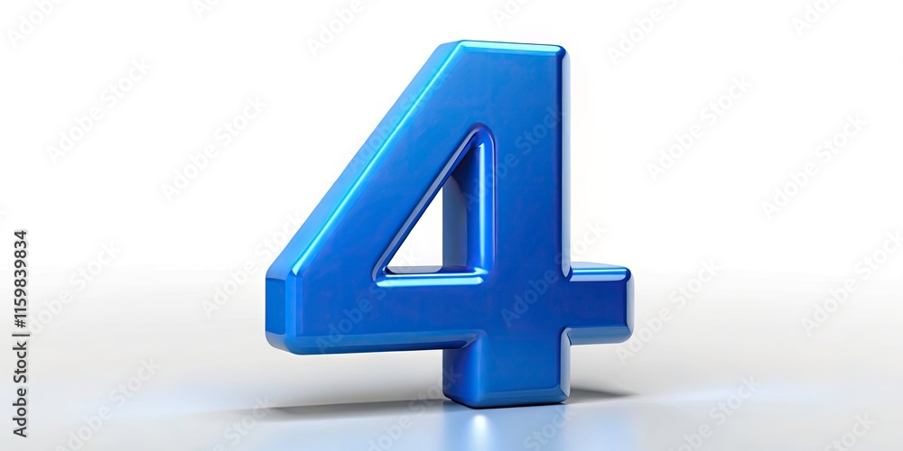 Isolated 3D Blue Number 4 with Copy Space for Creative Projects, Marketing, and Design Uses - Perfect for Digital Graphics and Print Media Isolated 3D Blue Number 4 with Copy Space for Creative Projects, Marketing, and Design Uses - Perfect for Digital Graphics and Print Media
