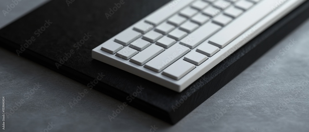 White keyboard on a black surface. White keyboard on a black surface.