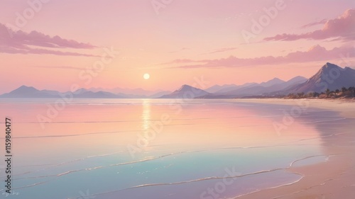 Wallpaper Mural Serene beach at sunrise with pastel colors Torontodigital.ca