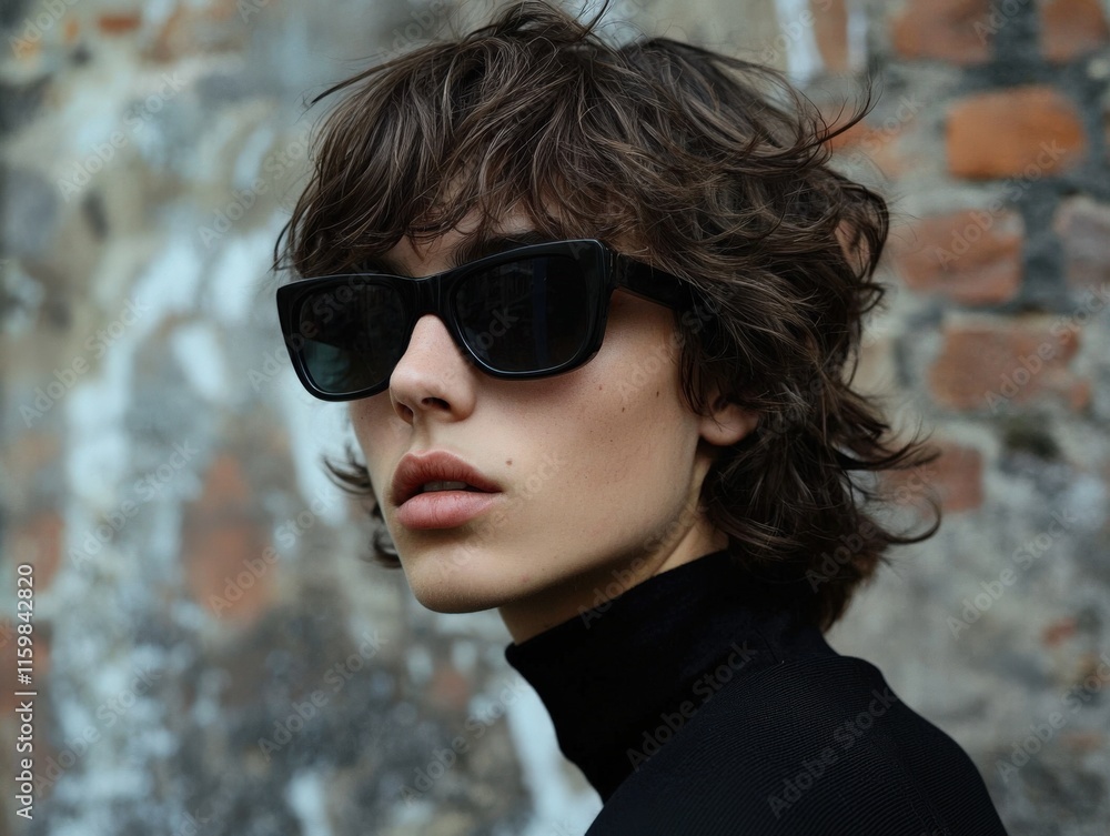 Chic Portrait of a Youthful Model in Sunglasses Chic Portrait of a Youthful Model in Sunglasses