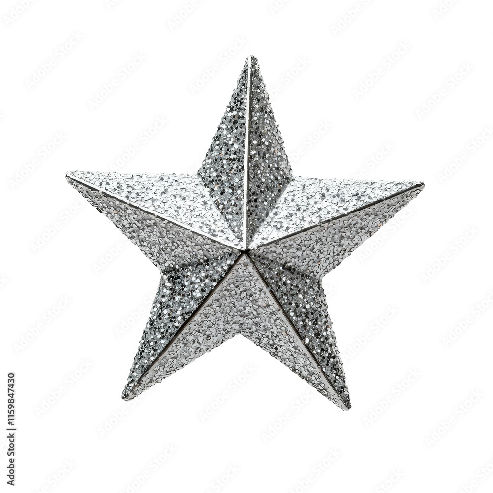 Shiny Silver Star with Metallic Texture and Sparkle Shiny Silver Star with Metallic Texture and Sparkle