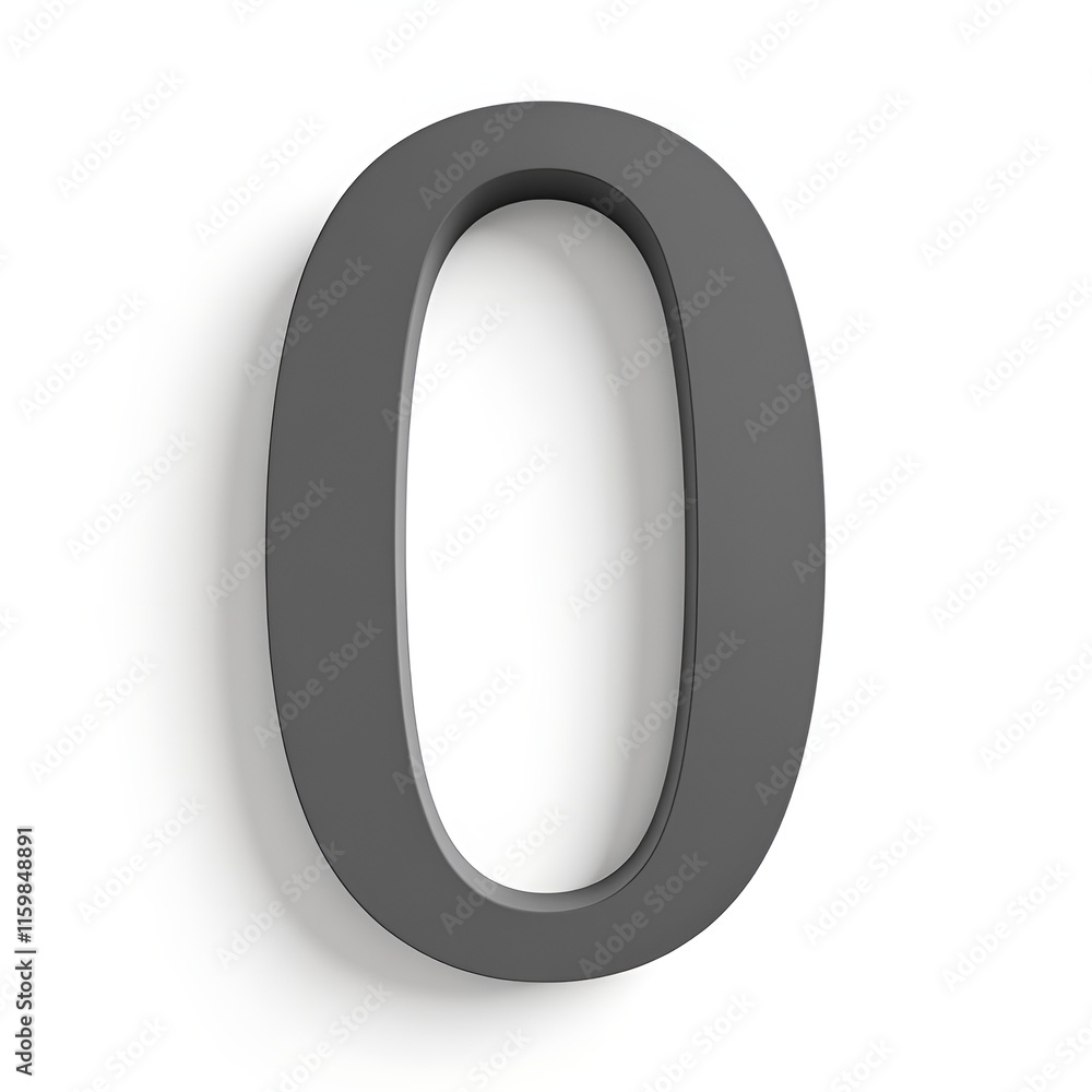3d silver number 0, zero 3d silver number 0, zero