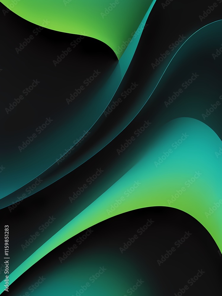 A green and black abstract background with wavy lines. A green and black abstract background with wavy lines.