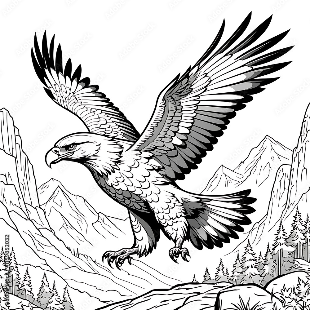 Obraz premium Graceful bird Coloring Book Page in Elegant Vector Illustration
