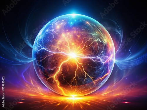 Wallpaper Mural Glowing Sphere Fashion Photography, Electric Burst, Dynamic Light Torontodigital.ca