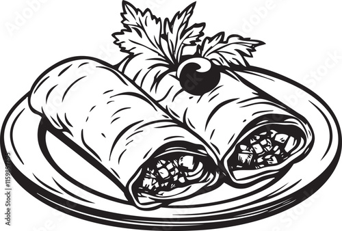 illustration of enchilada, mexican food