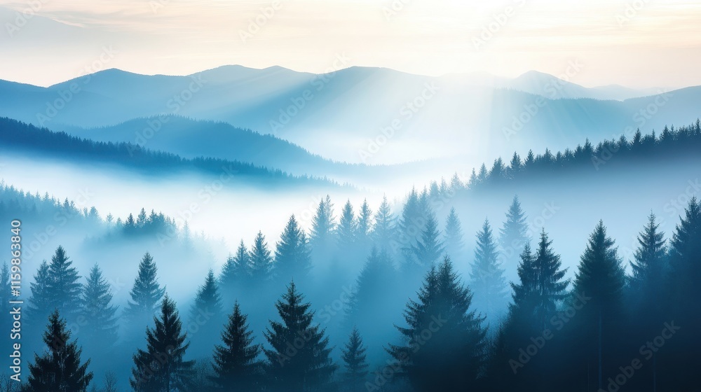 Mystic Mountains Shrouded in Thick Fog Mystic Mountains Shrouded in Thick Fog