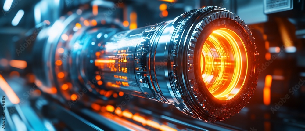 Glowing futuristic engine close-up. Glowing futuristic engine close-up.