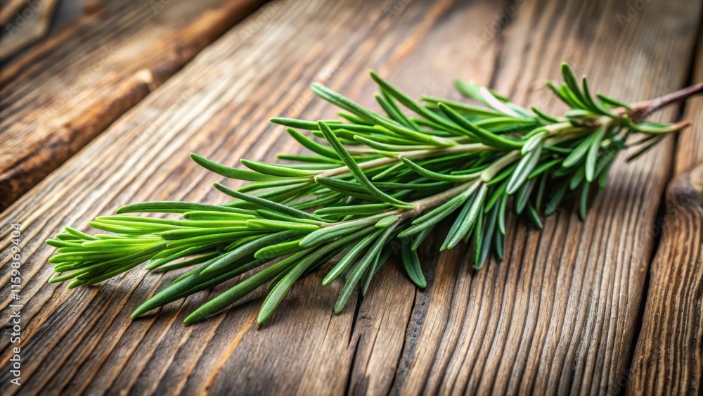 Close-up of fresh rosemary herb on wooden table , foliage, foliage, foliage, foliage, nature, wild, leafy, botanical, garden Close-up of fresh rosemary herb on wooden table , foliage, foliage, foliage, foliage, nature, wild, leafy, botanical, garden