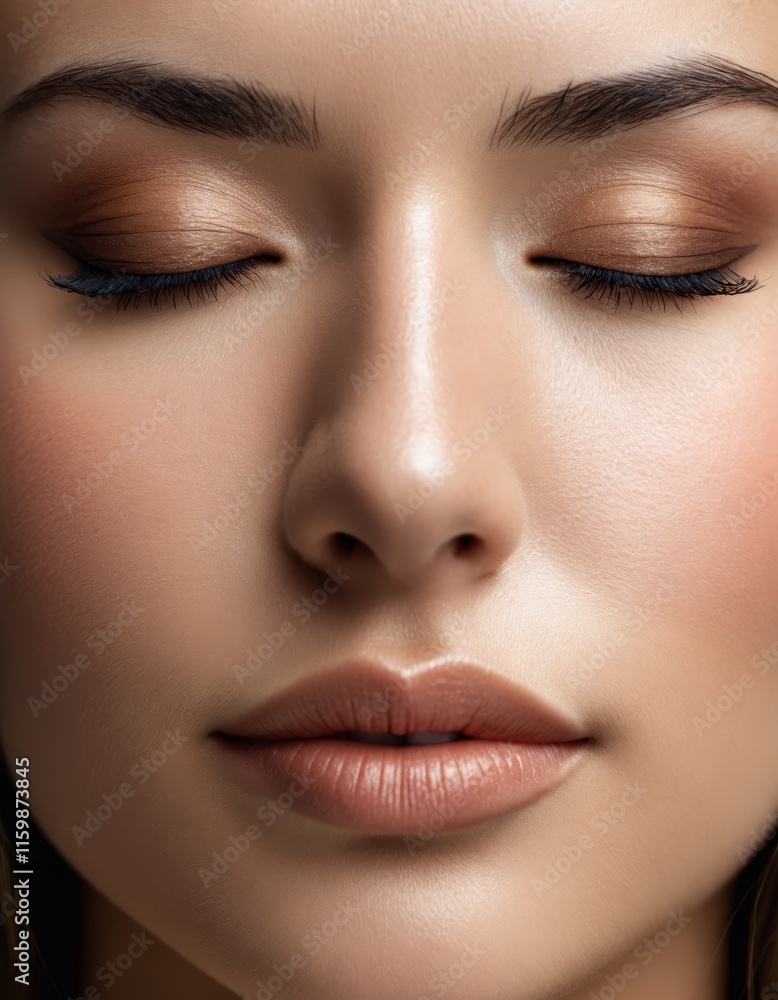 Serene portrait of woman with closed eyes and natural makeup Serene portrait of woman with closed eyes and natural makeup