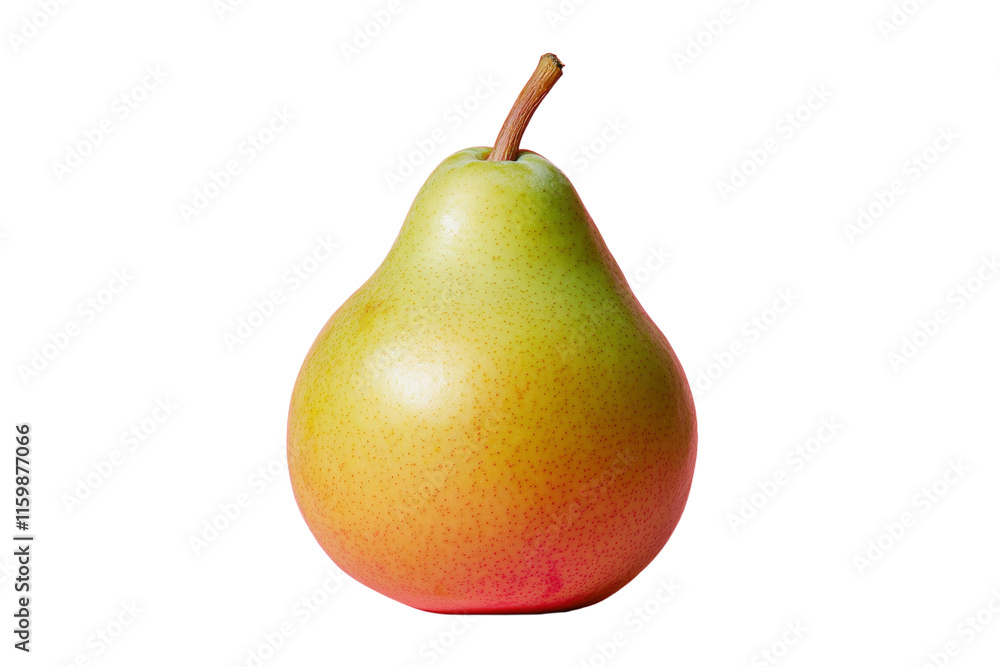 A green pear with a stem on top A green pear with a stem on top