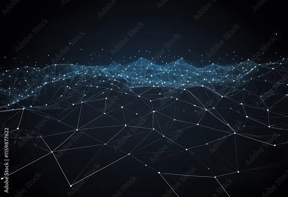 Obraz premium Abstract Digital Landscape Featuring Network Connections