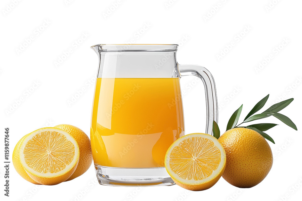 A pitcher of orange juice is poured into a glass A pitcher of orange juice is poured into a glass