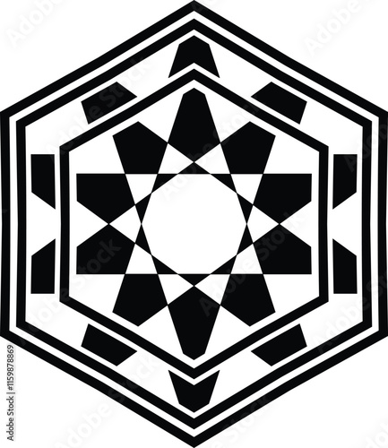 mandala a black circular vector illustration with concentric rings containing geometric patterns