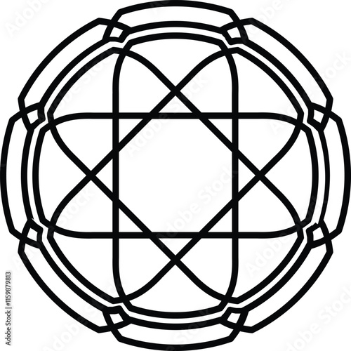 mandala a black circular vector illustration with concentric rings containing geometric patterns