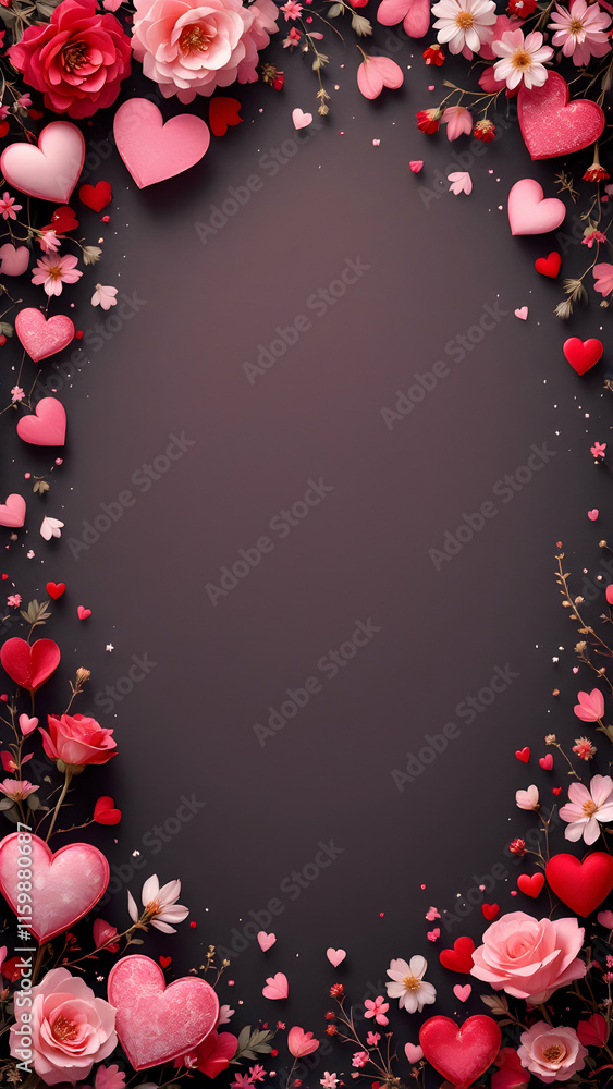 Beautiful valentines border frame copy space area Beautiful valentines border frame copy space area