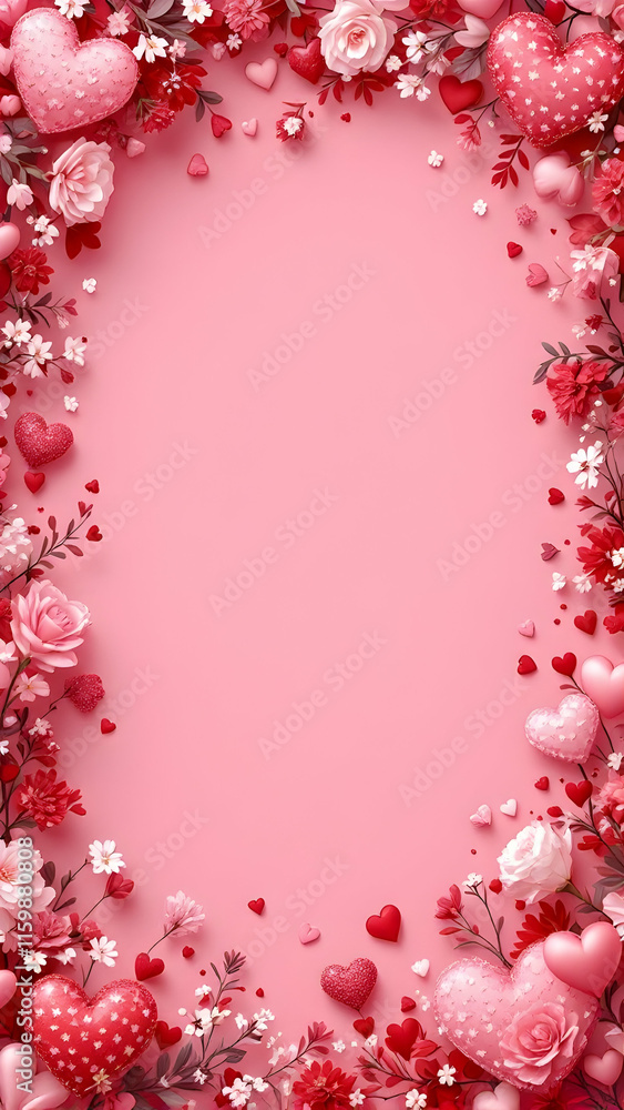 Beautiful valentines border frame copy space area Beautiful valentines border frame copy space area