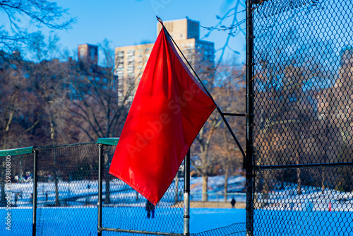 red flag in central park of new york