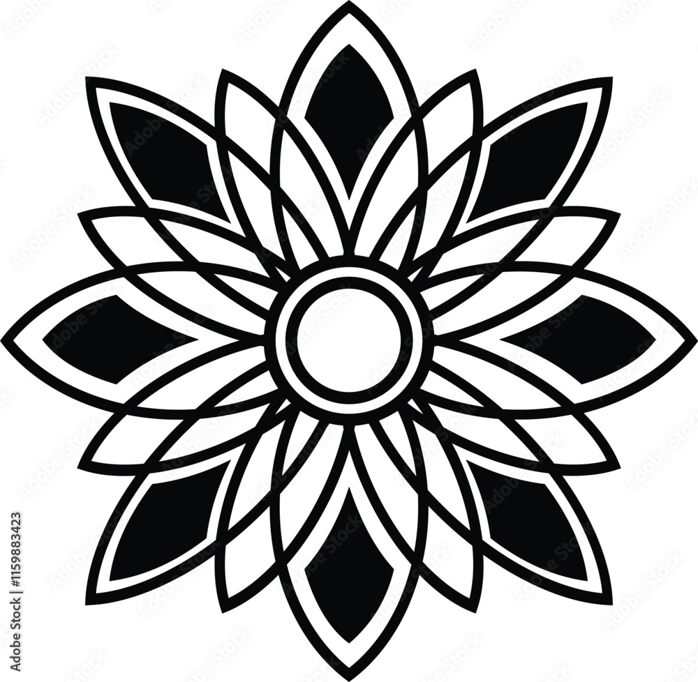 mandala a black circular vector illustration with concentric rings containing geometric patterns mandala a black circular vector illustration with concentric rings containing geometric patterns