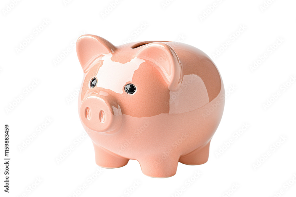 A piggy bank is sitting on a white background A piggy bank is sitting on a white background