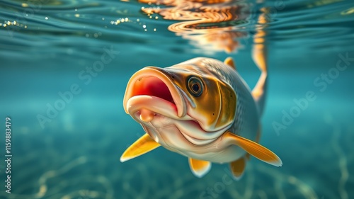 Carp Mouth Breathing Surface Water - Stunning Nature Photography photo