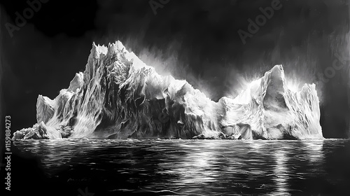 Iceberg ice. Glaciered. Illustration photo