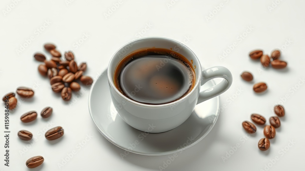 Obraz premium Coffee Cup Top View - Isolated, Bright, Colorful, High-Quality Image