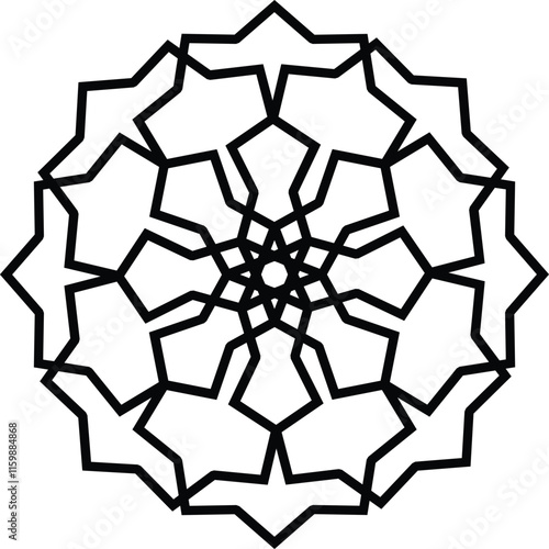 mandala a black circular vector illustration with concentric rings containing geometric patterns