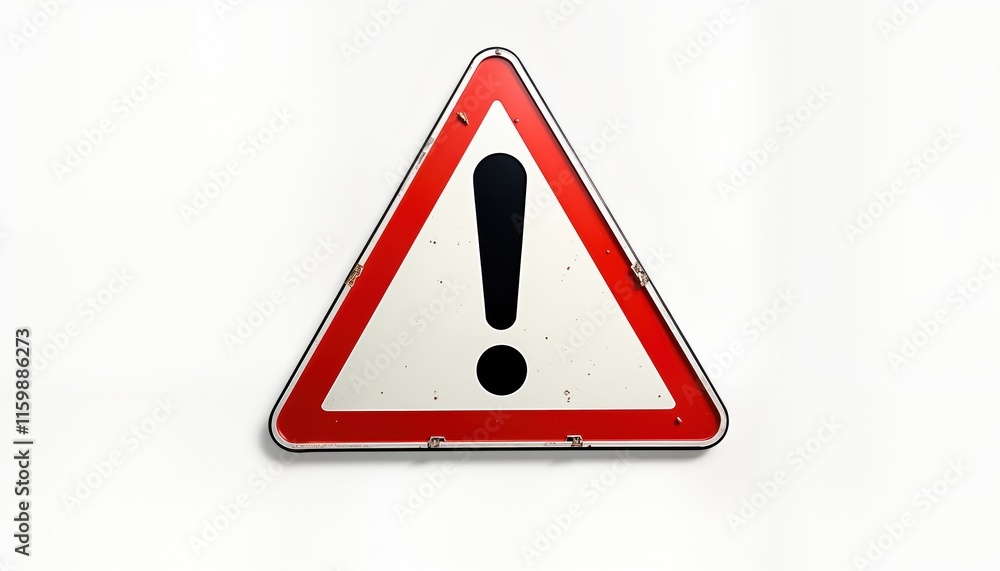 Isolated red, white triangle sign warns of danger. Important notice on white background. Caution alert symbol. Safety first concept. Emergency situation possible. Image fits safety info graphic, Isolated red, white triangle sign warns of danger. Important notice on white background. Caution alert symbol. Safety first concept. Emergency situation possible. Image fits safety info graphic,
