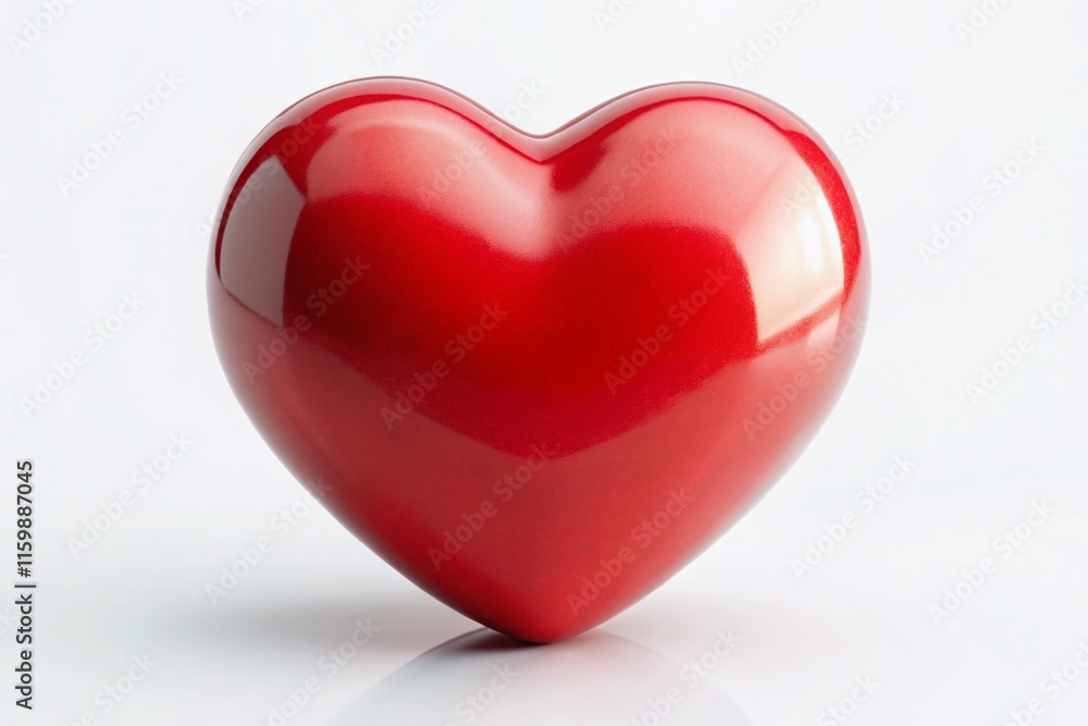 Red Heart Panoramic Illustration, White Background, Design Element Red Heart Panoramic Illustration, White Background, Design Element