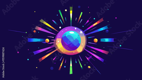 Black background with colorful lights, light beams, blurry cinematic sparkling in the air, glitchcore, glowy iridescence bokeh sparkles