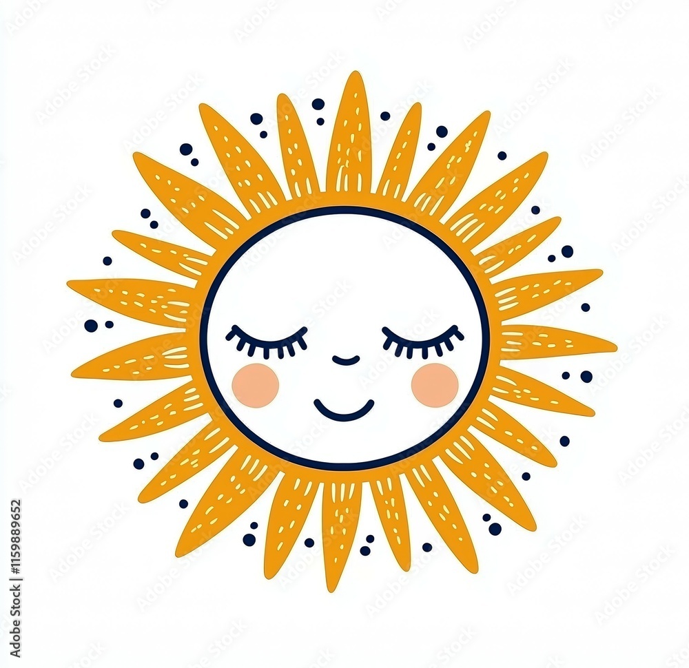 Smiling sun with a blue outline Smiling sun with a blue outline