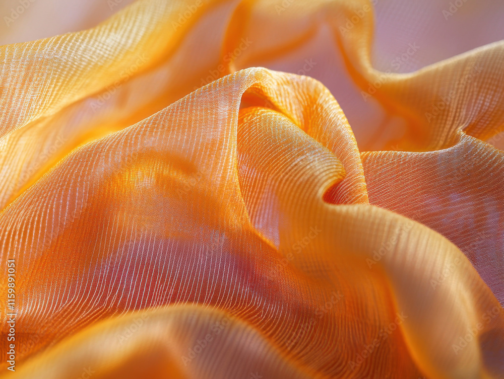 Amber-hued fabric draped in soft folds, showcasing its texture and subtle sheen. Luxurious and elegant textile. Amber-hued fabric draped in soft folds, showcasing its texture and subtle sheen. Luxurious and elegant textile.