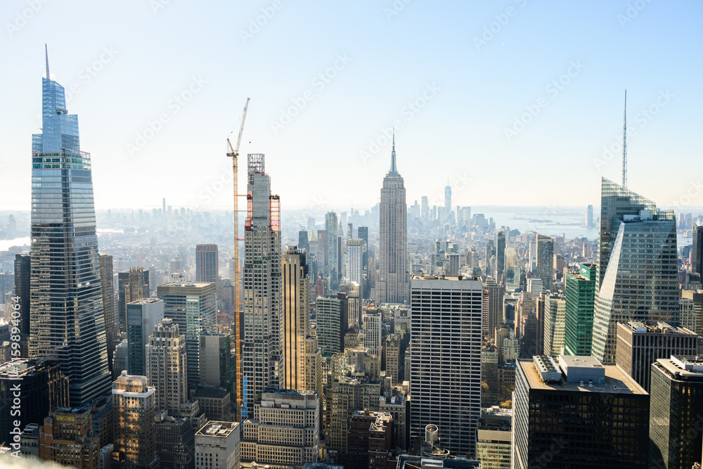 Fototapeta premium New York City Lower Manhattan Skyline with Empire State and World Trade
